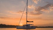 Sunsail 505 Catamaran with sunset